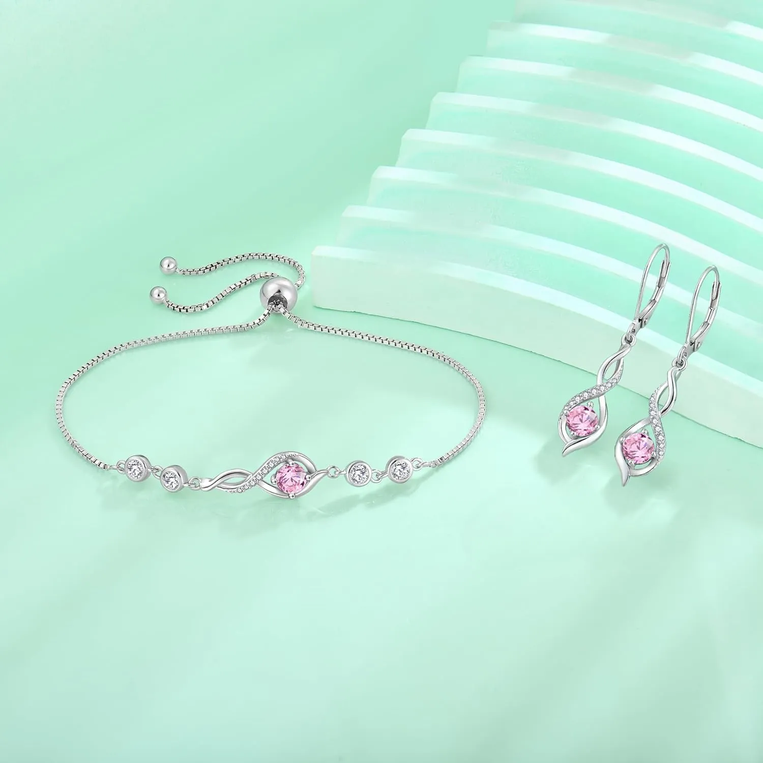 Infinity Bracelets for Women 925 Sterling Silver Adjustable Link Bracelet Birthstone Jewelry Gifts for Her