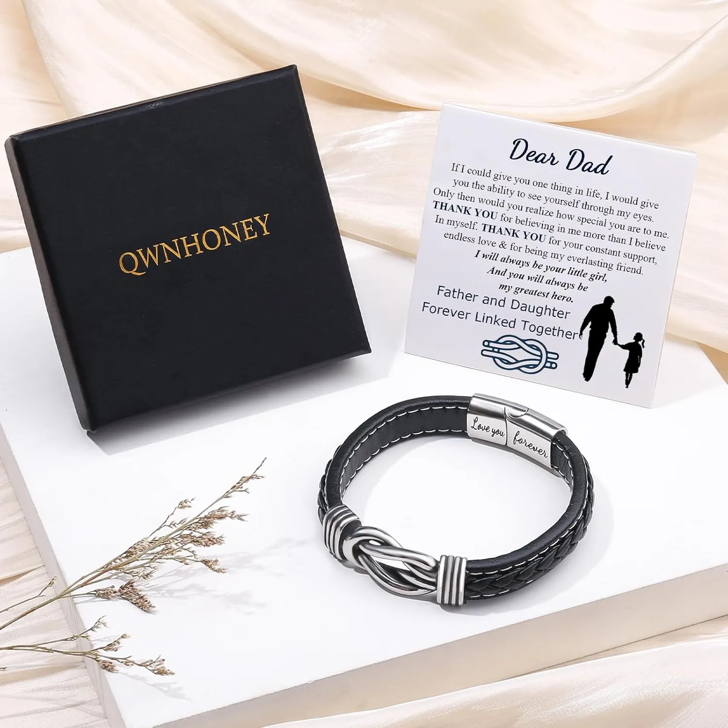 Infinity Knot Leather Bracelets for Men Birthday Anniversary Christmas Gift Idea Mens Braided Cuff 7.8/8.5/9 Inches Bracelet Forever Linked Together Bracelet for Man Son Husband Boyfriend Brother Grandson