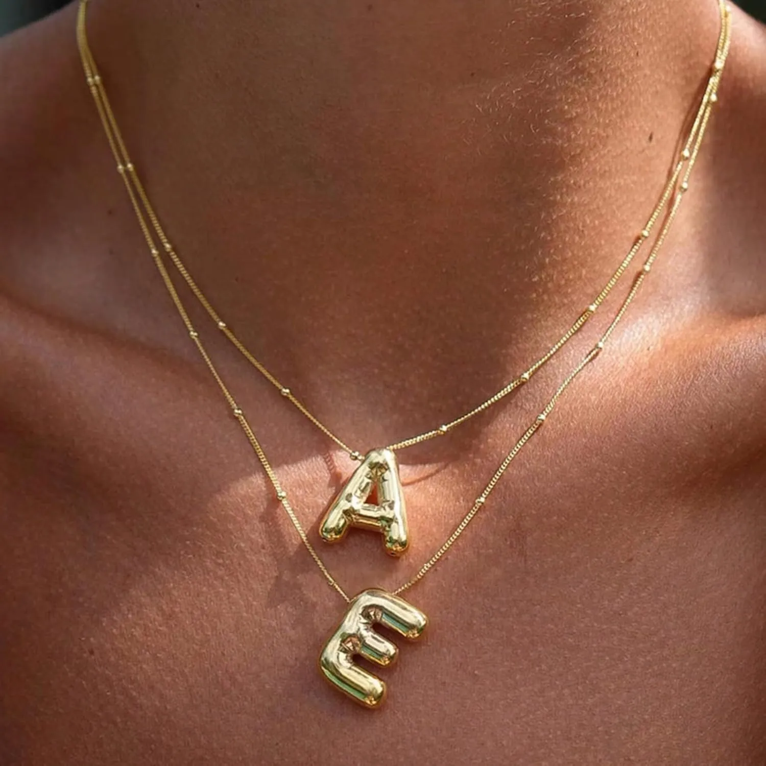 Initial Necklaces for Women,Trendy Gold Letter Necklace Dainty Gold Letter Necklace Chunky Initial Pendant Charm Custom Name Jewelry for Women Gifts