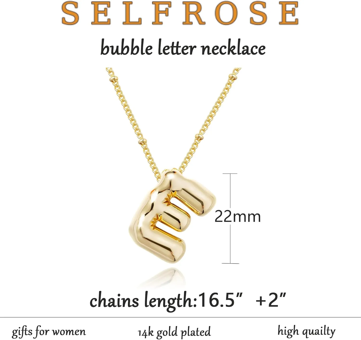 Initial Necklaces for Women,Trendy Gold Letter Necklace Dainty Gold Letter Necklace Chunky Initial Pendant Charm Custom Name Jewelry for Women Gifts