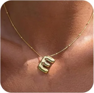Initial Necklaces for Women,Trendy Gold Letter Necklace Dainty Gold Letter Necklace Chunky Initial Pendant Charm Custom Name Jewelry for Women Gifts