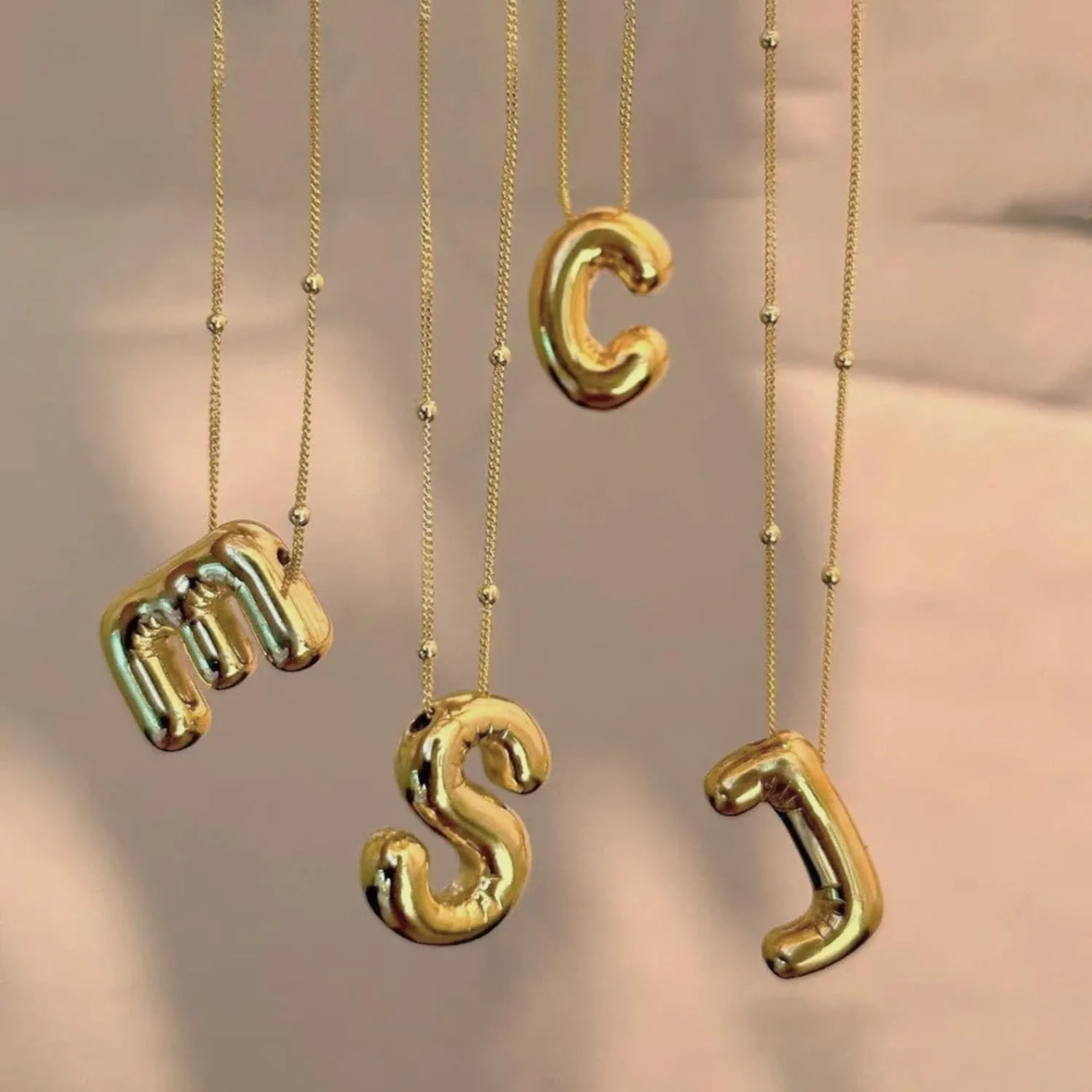 Initial Necklaces for Women,Trendy Gold Letter Necklace Dainty Gold Letter Necklace Chunky Initial Pendant Charm Custom Name Jewelry for Women Gifts