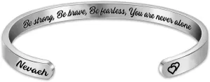 Inspirational Bracelets for Women Engraved Personalized Positive Mantra Quote God is Within her,she Will not Fall Cuff Bangle Birthday Jewelry