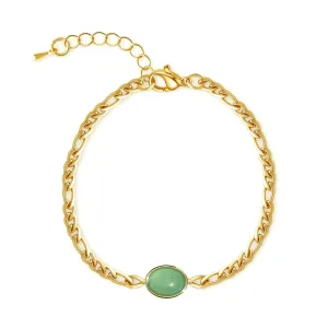 Jade Bracelet for Women Natural Stone Green Aventurine Bracelet Real Jade Bracelets for Women, Adjustable, Figaro Bracelet