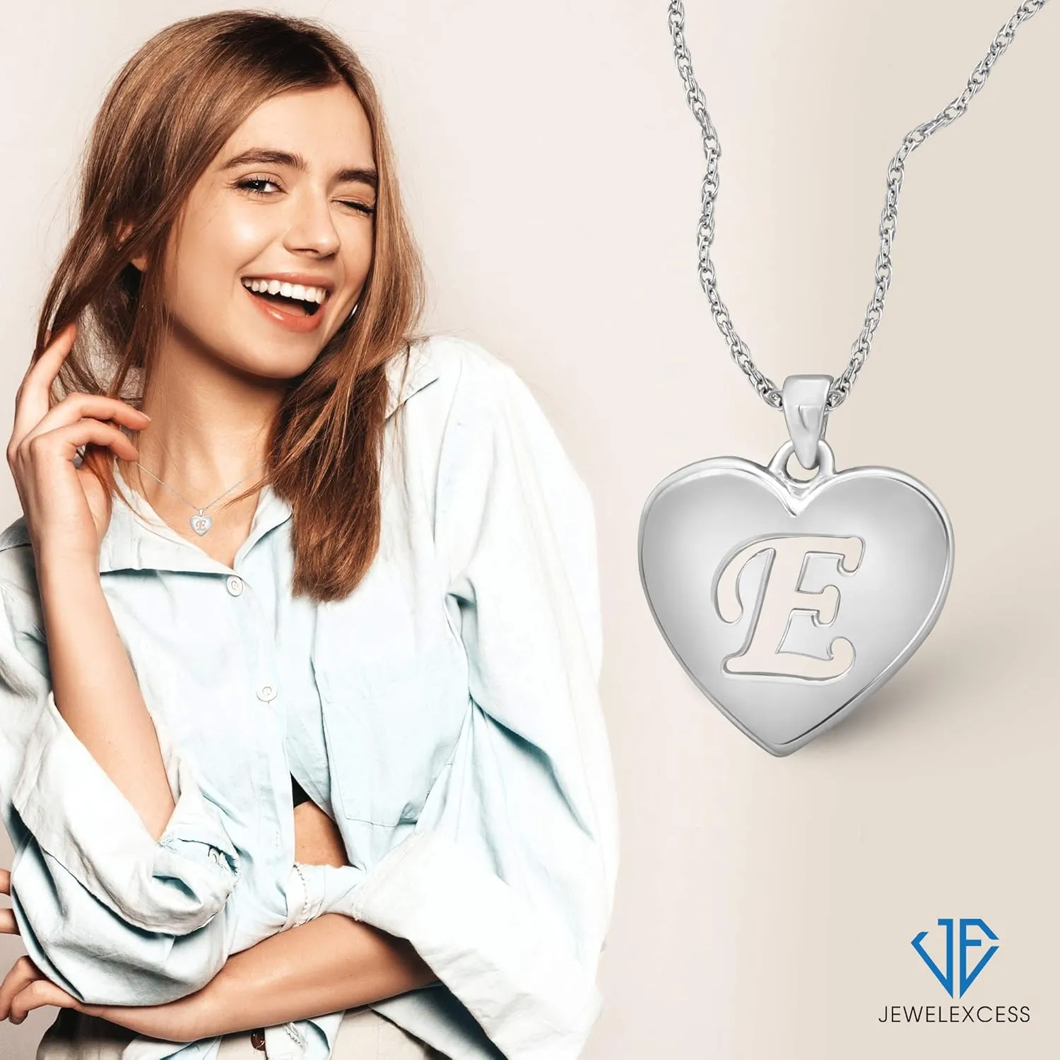 JEWELEXCESS Initial Letter Pendant Necklace for Women | Customizable Sterling Silver & 14K Gold over Silver A to Z Alphabet Monogram Necklaces for Girls | Personalized Jewelry Gift for Her