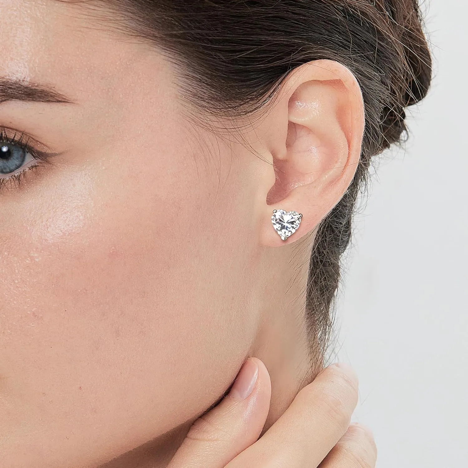 Jiamiaoi 18K White Gold Plated Simulated Diamond Earrings for Men Women 925 Sterling Silver Cubic Zirconia CZ Stud Earrings, Hypoallergenic and Nickel Free Earrings Studs 4mm-8mm