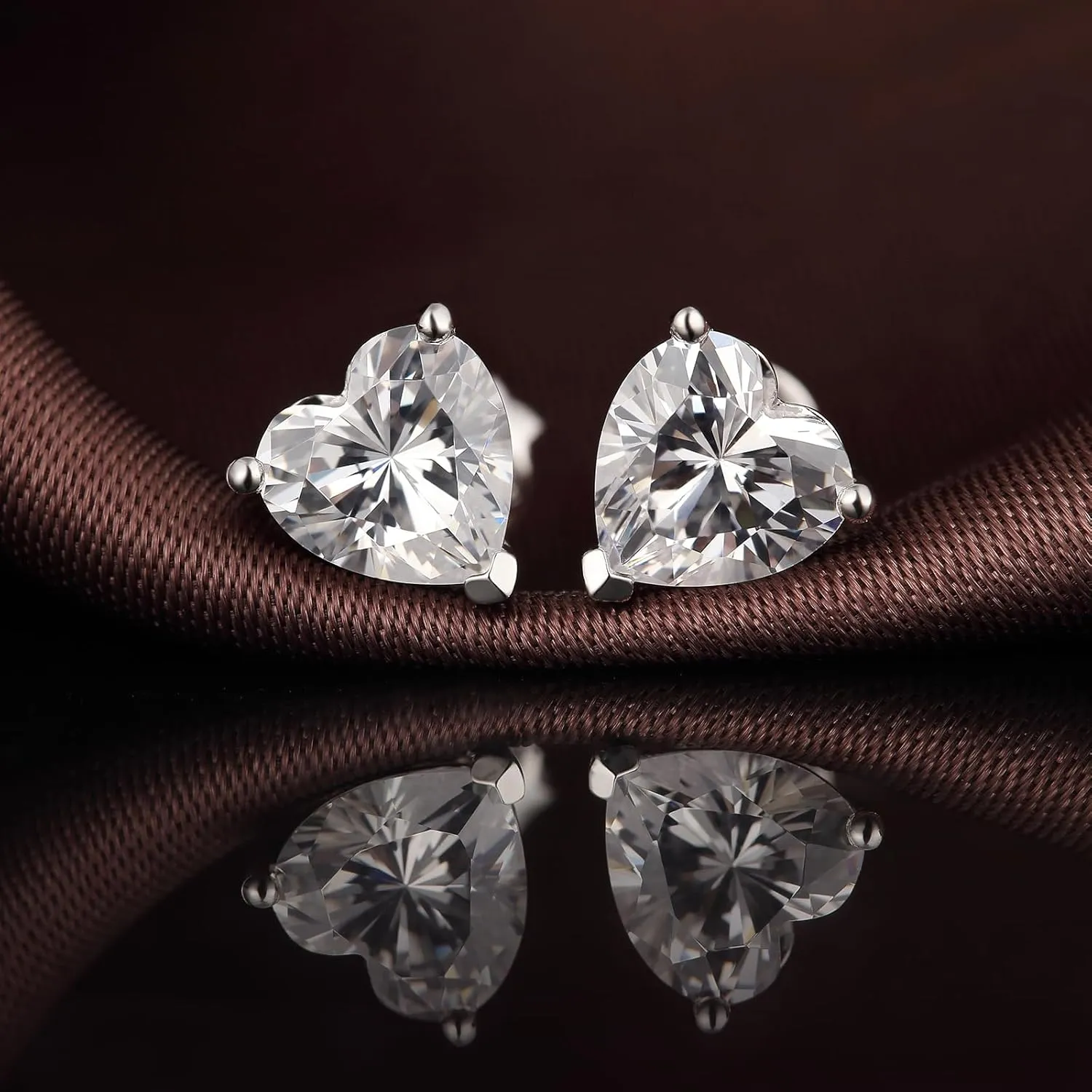 Jiamiaoi 18K White Gold Plated Simulated Diamond Earrings for Men Women 925 Sterling Silver Cubic Zirconia CZ Stud Earrings, Hypoallergenic and Nickel Free Earrings Studs 4mm-8mm