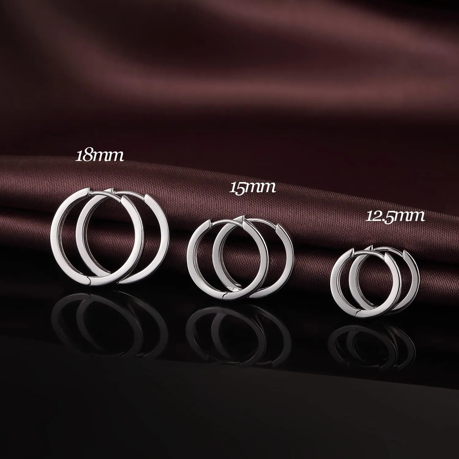 Jiamiaoi Small Hoop Earrings for Men Women 925 Sterling Silver Hoop Earrings Hypoallergenic Round CZ Diamond Hoop Earrings 15mm-20mm Cubic Zirconia Silver Huggie Hoop Earrings Circle
