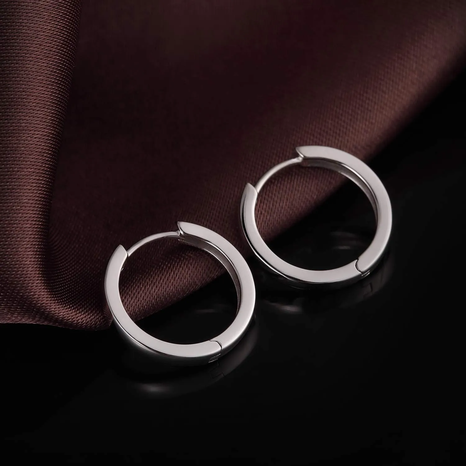 Jiamiaoi Small Hoop Earrings for Men Women 925 Sterling Silver Hoop Earrings Hypoallergenic Round CZ Diamond Hoop Earrings 15mm-20mm Cubic Zirconia Silver Huggie Hoop Earrings Circle