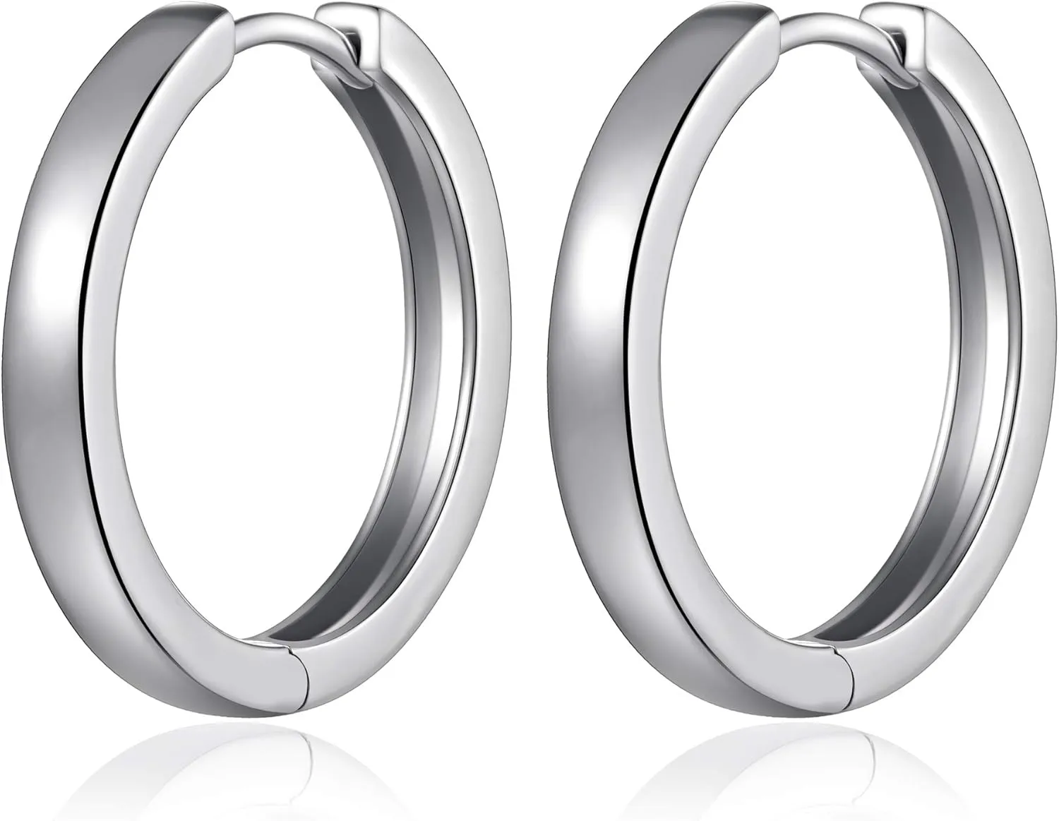 Jiamiaoi Small Hoop Earrings for Men Women 925 Sterling Silver Hoop Earrings Hypoallergenic Round CZ Diamond Hoop Earrings 15mm-20mm Cubic Zirconia Silver Huggie Hoop Earrings Circle