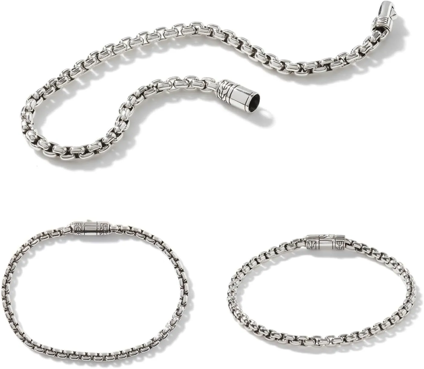 John Hardy Classic Chain Collection Men's Box Chain Bracelet, 4MM 925-Sterling Silver