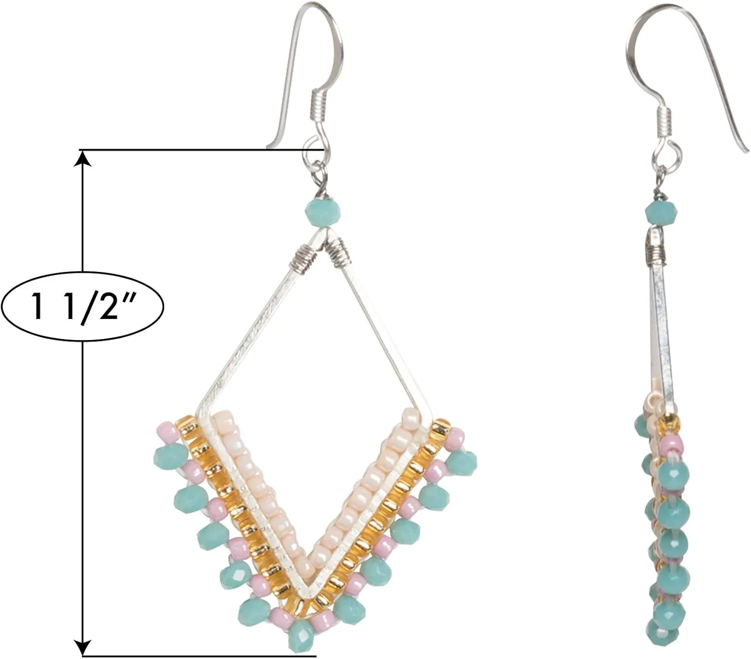 Joob Joob Boho Earrings for Women - Silver Dangly Earrings - Womens Handmade Beaded Jewelry