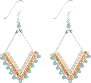 Joob Joob Boho Earrings for Women - Silver Dangly Earrings - Womens Handmade Beaded Jewelry