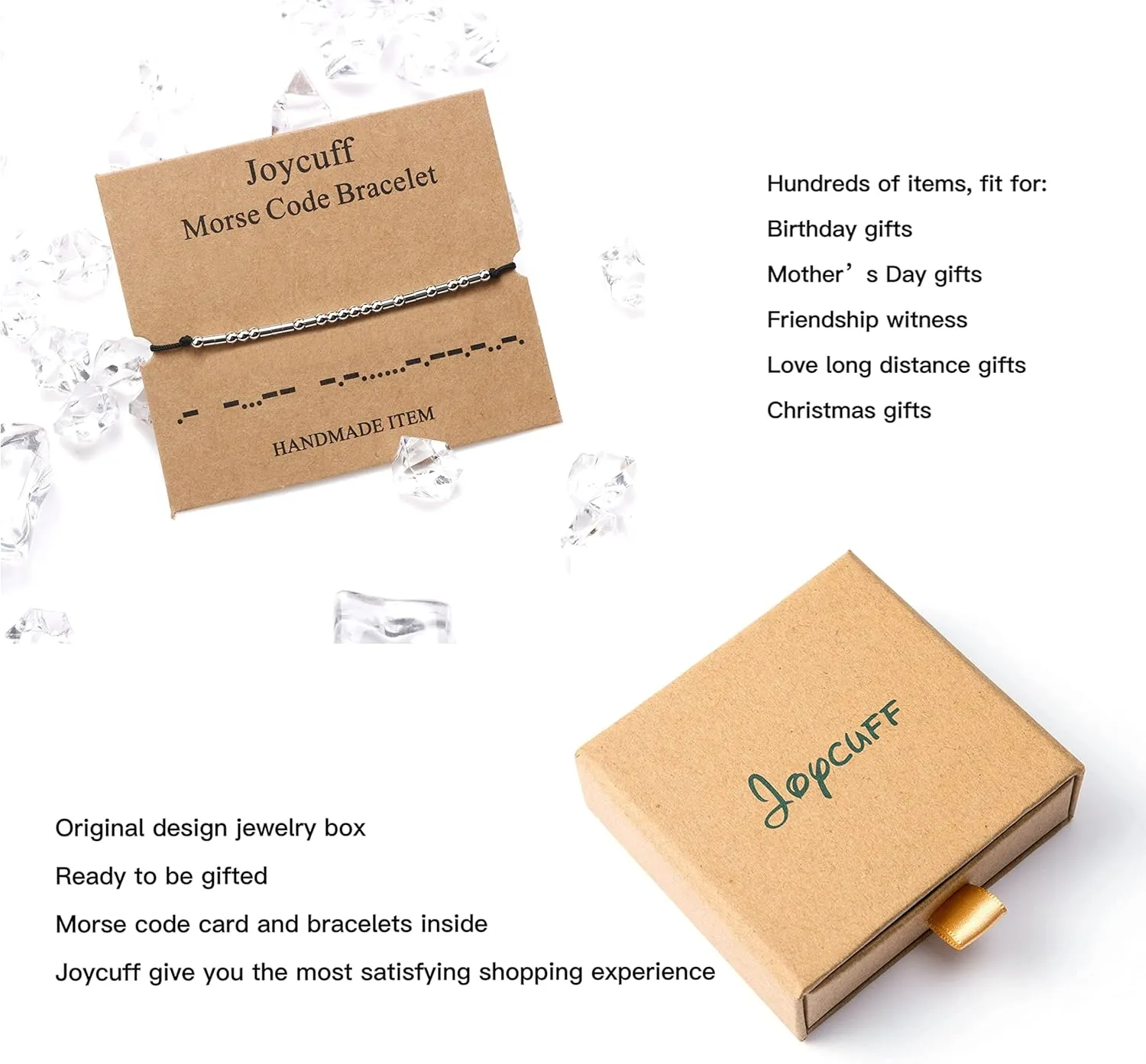 JoycuFF Inspirational Morse Code Bracelets for Women Christmas Birthday Gifts for Her Secret Message Funny Jewelry with Wood Beads for Friend Husband Boy Teens Girlfriend