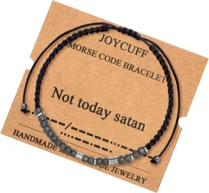 JoycuFF Inspirational Morse Code Bracelets Motivational Courage Birthday Thanksgiving Day Christmas Gifts for Women Teen Girls Friend Wrap Strand Beaded Jewelry Bracelet for Her