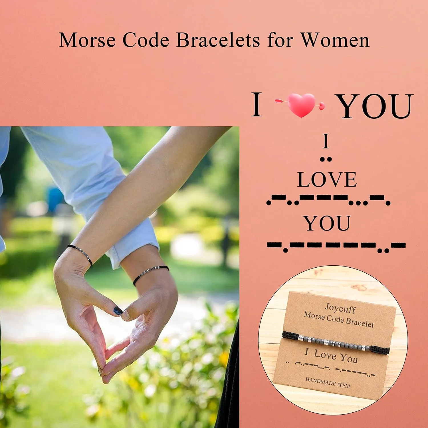 JoycuFF Inspirational Morse Code Bracelets Motivational Courage Birthday Thanksgiving Day Christmas Gifts for Women Teen Girls Friend Wrap Strand Beaded Jewelry Bracelet for Her