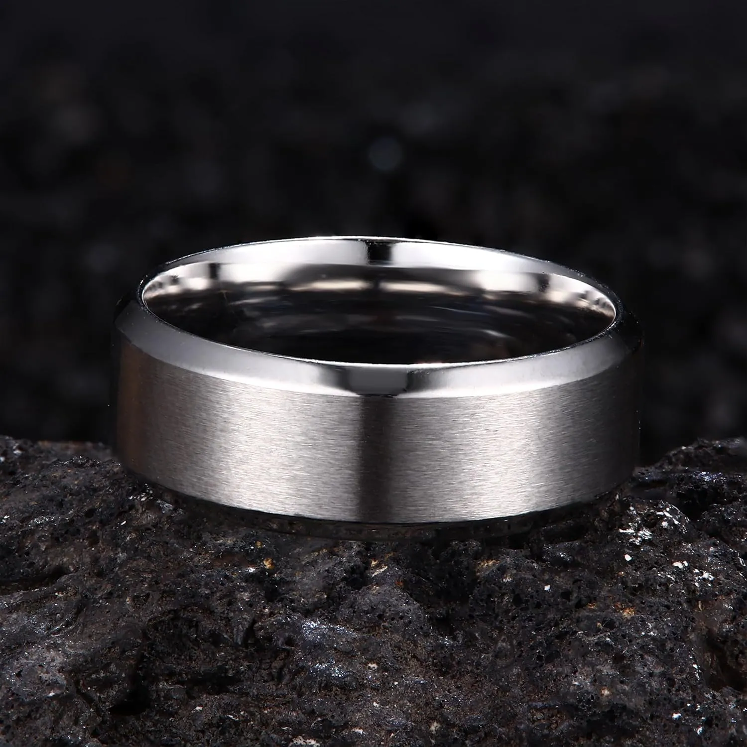 Jstyle Stainless Steel Rings for Men Wedding Ring Cool Simple Band 8MM Width 3 Pcs A Set