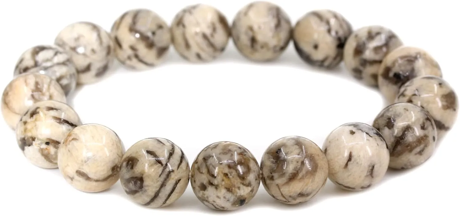 Keleny Semi Precious Stones Natural Gemstones 12mm Round Beads Crystal Stretch Bracelets 7 Inch Unisex