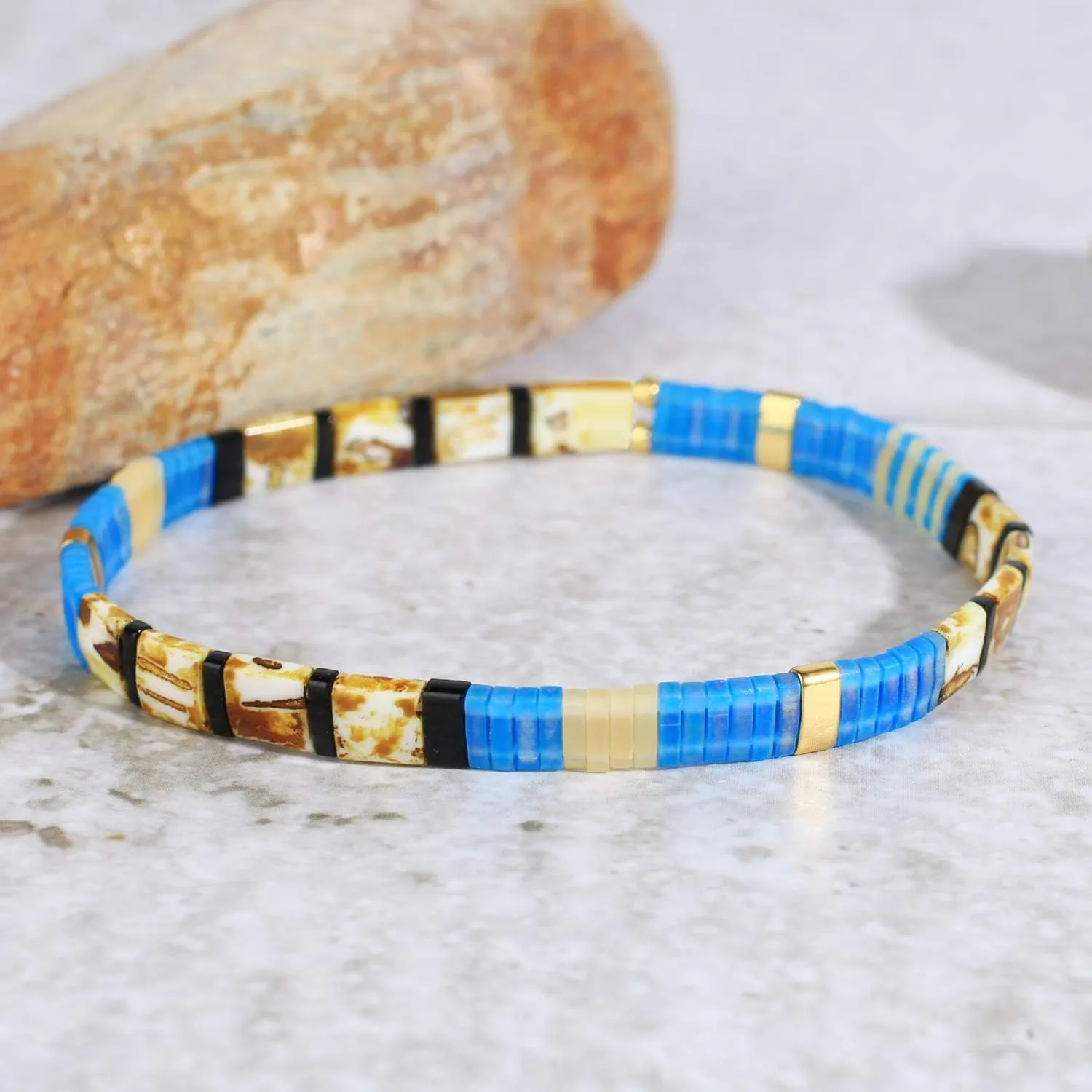 KELITCH Women Tila Beads Stretch Bracelet Candy Colors Strand Bracelets Handmade Jewerly