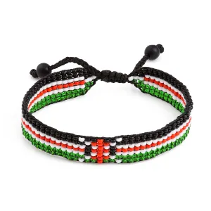 Kenya Flag Bracelet: Handmade Bracelet,Adjustable Beaded Boho-Style Rope Bangle with Patriotic Design