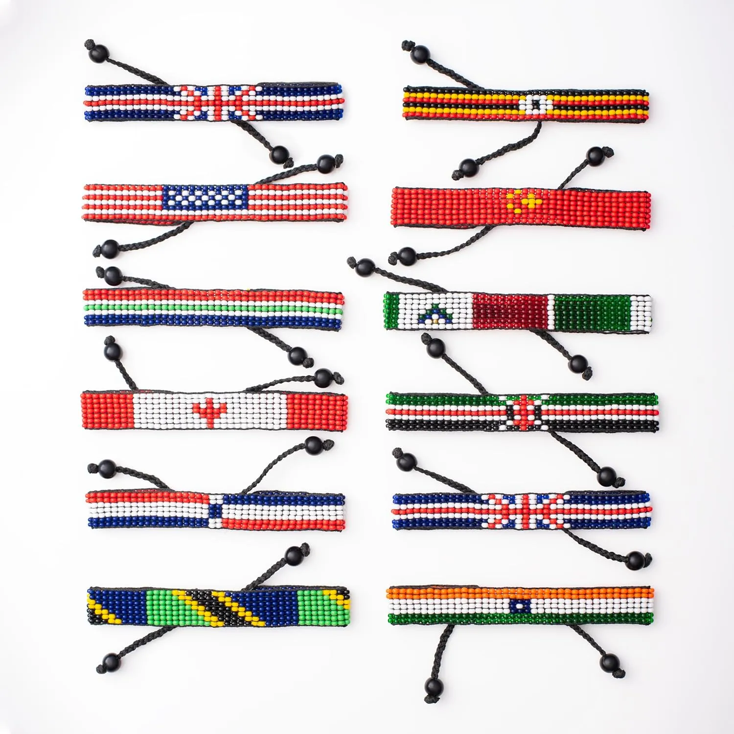 Kenya Flag Bracelet: Handmade Bracelet,Adjustable Beaded Boho-Style Rope Bangle with Patriotic Design
