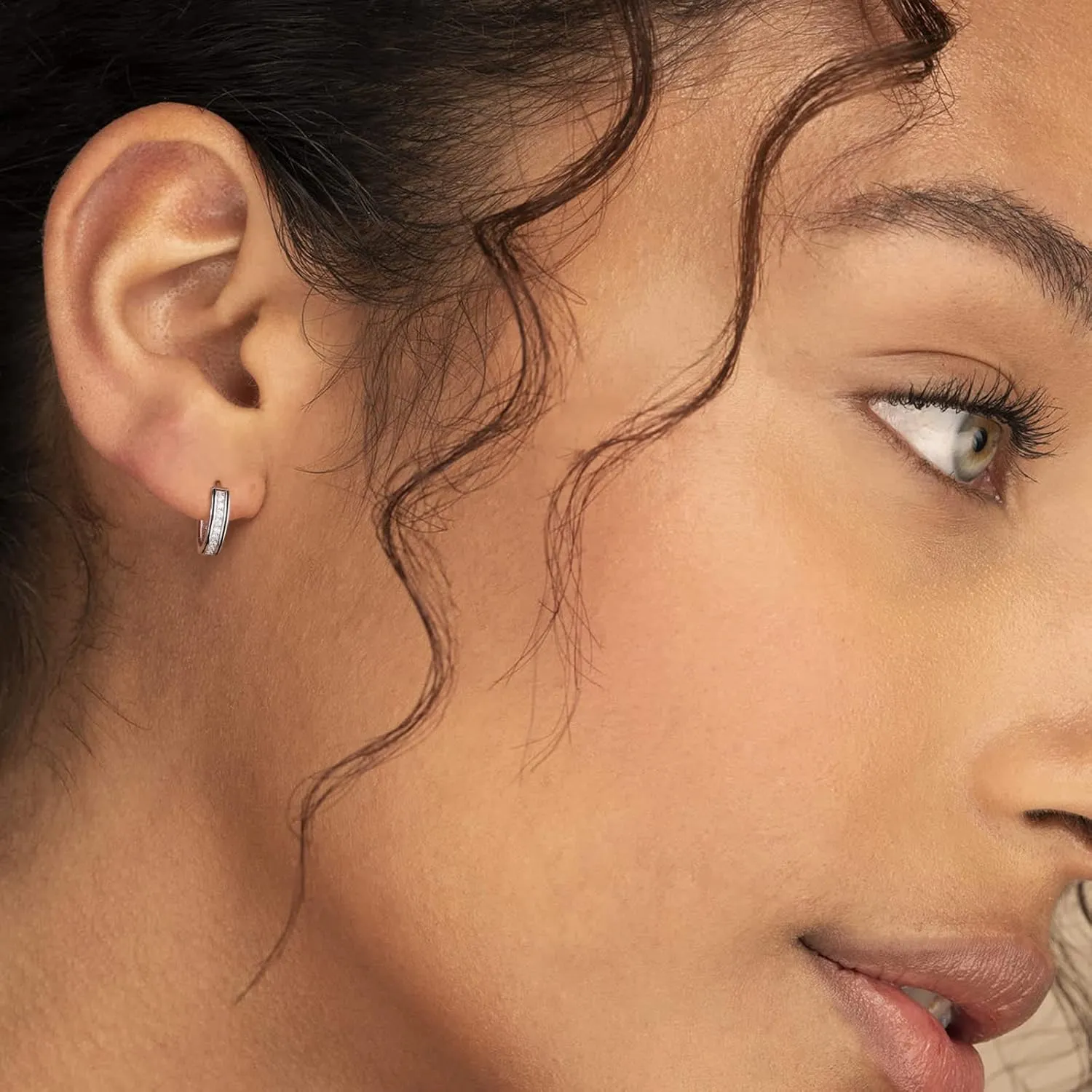 KRKC&CO Hoop Earrings for Men, S925 Sterling Silver, 14K/White Gold Plating, Hypoallergenic, Curved Face Hip Hop Rapper,     