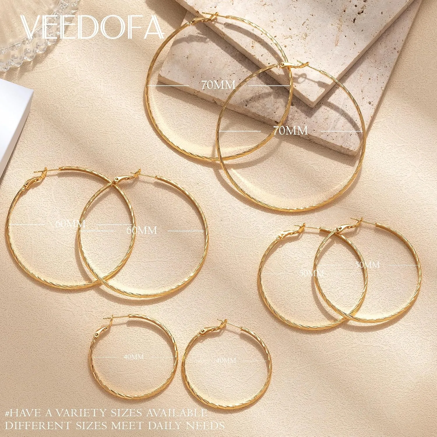 Large Gold Hoop Earrings for Women 925 Sterling Silver Hoop Earrings Hypoallergenic Lightweight Wide Thick Hoops Earrings for Women