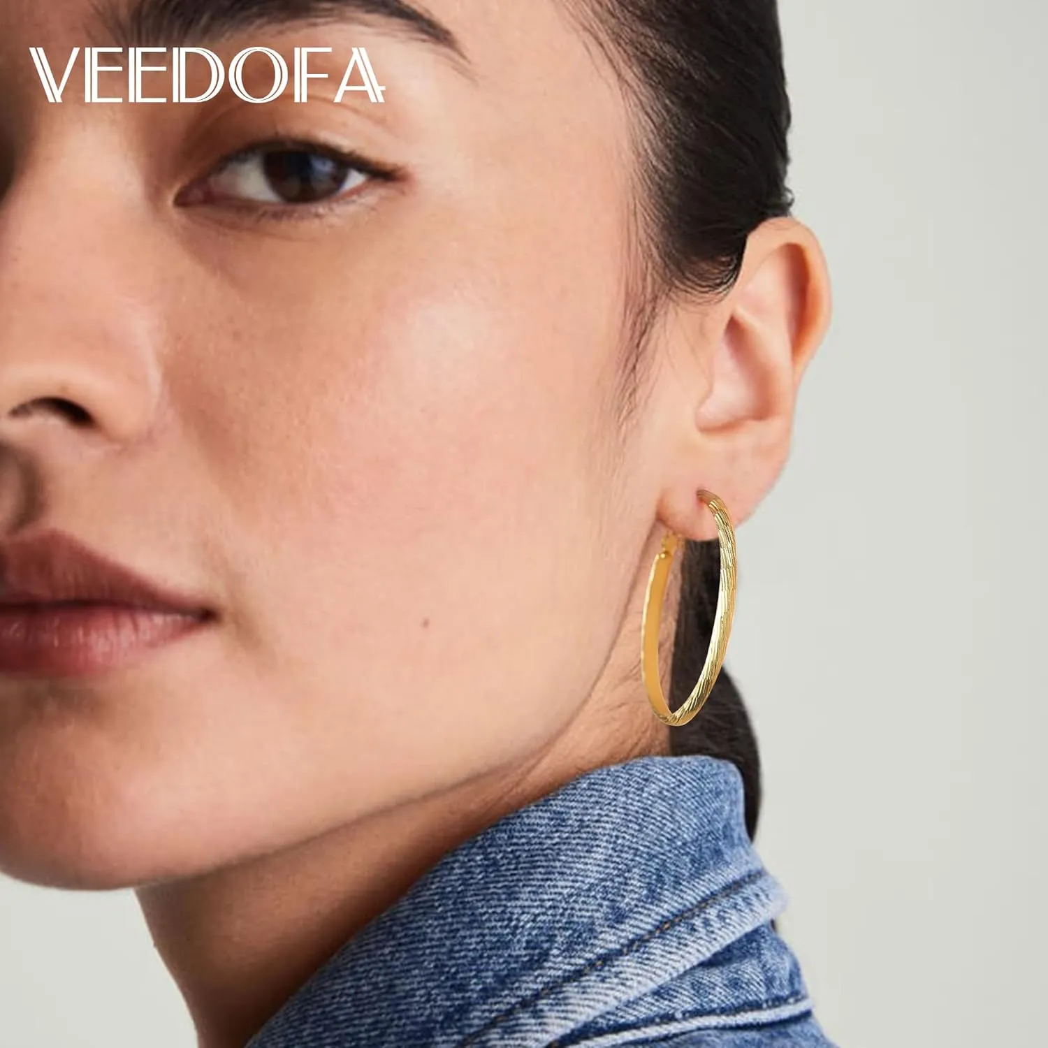 Large Gold Hoop Earrings for Women 925 Sterling Silver Hoop Earrings Hypoallergenic Lightweight Wide Thick Hoops Earrings for Women