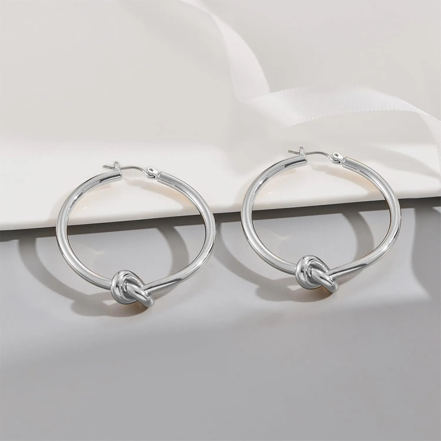 Large Gold Knot Hoop Earrings for Women 18K Gold Hoop Earrings Statement Lightweight Hoops Trendy Gold Hoops Earrings Jewelry