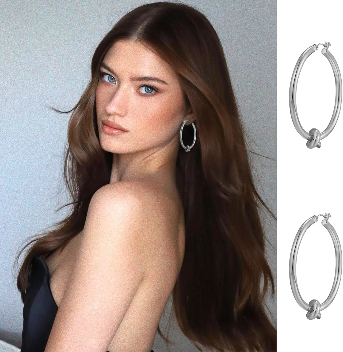 Large Gold Knot Hoop Earrings for Women 18K Gold Hoop Earrings Statement Lightweight Hoops Trendy Gold Hoops Earrings Jewelry