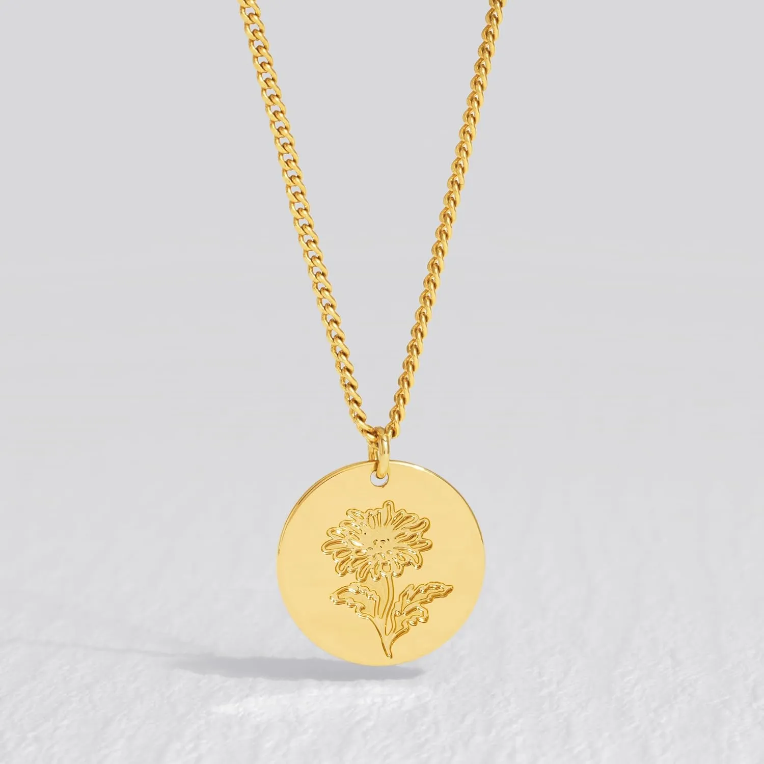 Layered Birth Flower Necklace for Women 18K Gold Plated Dainty Layering Coin Disc Pendant Necklaces Gold Jewelry Birthday Gifts 12 Month