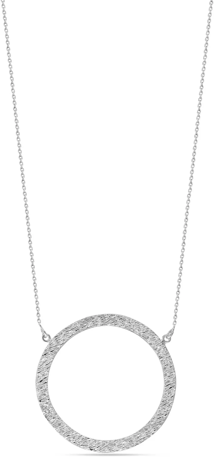 LeCalla 925 Sterling Silver Hammered Necklace for Women | Italian Handmade Hammered Texture Pendant Necklaces | Women's Adjustable Chain Necklace Pendant Jewelry Gift for Her