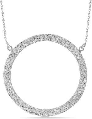 LeCalla 925 Sterling Silver Hammered Necklace for Women | Italian Handmade Hammered Texture Pendant Necklaces | Women's Adjustable Chain Necklace Pendant Jewelry Gift for Her