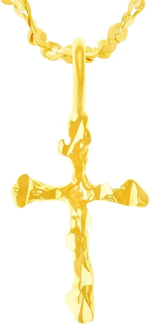 LIFETIME JEWELRY Small Nugget Cross Necklace for Women & Men 24k Gold Plated