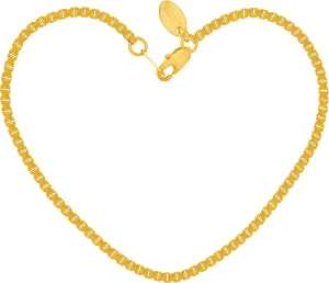 LIFETIME JEWELRY Womens Gold Anklet 2.3mm Box Chain Ankle Bracelet 24k Real Gold Plated