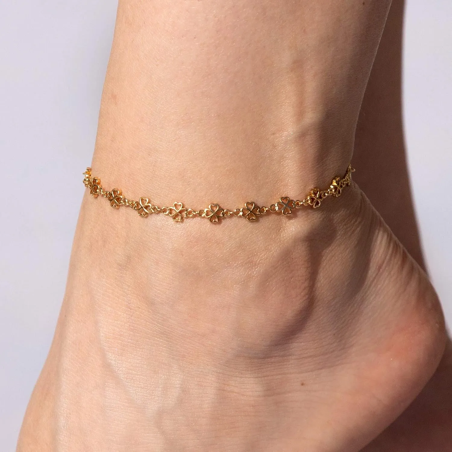 LIFETIME JEWELRY Womens Gold Anklet Good Luck Ankle Bracelet 24k Real Gold Plated