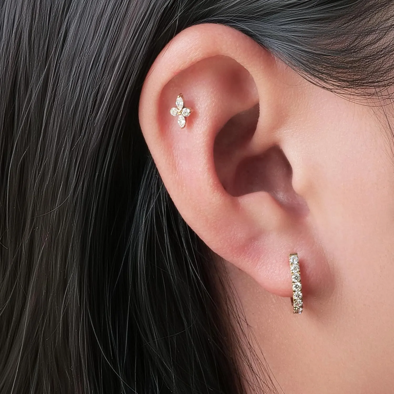 Limerencia Hypoallergenic Implant Grade Titanium G23 Huggie Hoop Earrings, 5A Cubic Zirconia Pure Titanium F136 Hoops for Women Sensitive Ears