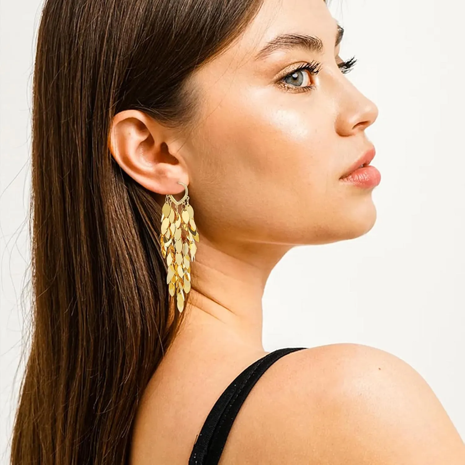Long Dangle Earrings For Women Teen Girls, Fringe Chandelier Earrings Punk Metal Chain Earrings Hypoallergenic Lightweight Tassel Drop Earrings