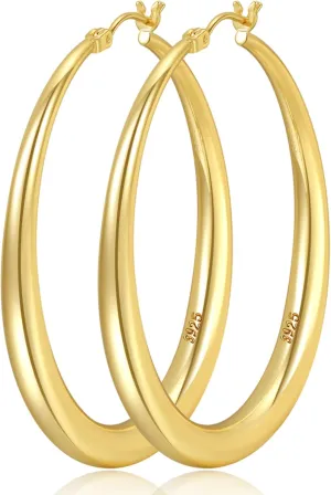 LOUMILEO Sterling Silver Hoop Earrings - Large Hypoallergenic Big Hoops for Women (35/40/50mm)