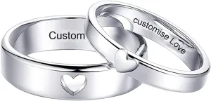 Matching rings for couples,Promise rings for couples,Couples rings for him and her set engraved,Match heart promise rings,Customized wedding bands for women,Personalized gifts for couples
