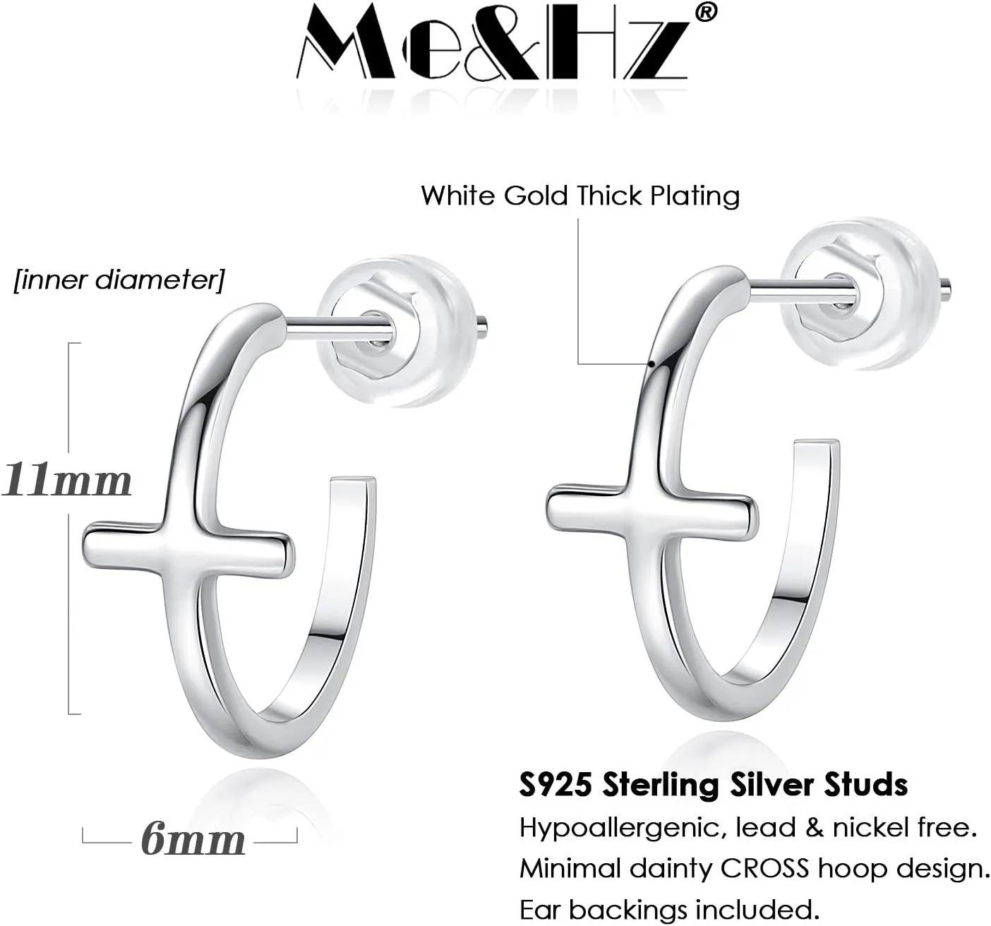 Me&Hz Gold Huggie Earrings Small Huggie Hoop Earrings for Women 14K Gold Plated Hypoallergenic Cubic Zirconia Huggies Mini Silver Hoop Earring for Women