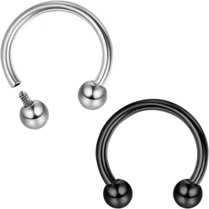 MILACOLATO 16g Septum Rings for Women Men | Implant Grade G23 Titanium Septum Ring | Internally Threaded Horseshoe Circular Barbell Piercing Jewelry for Nose Lip Tragus Eyebrow Helix Daith | 2pcs