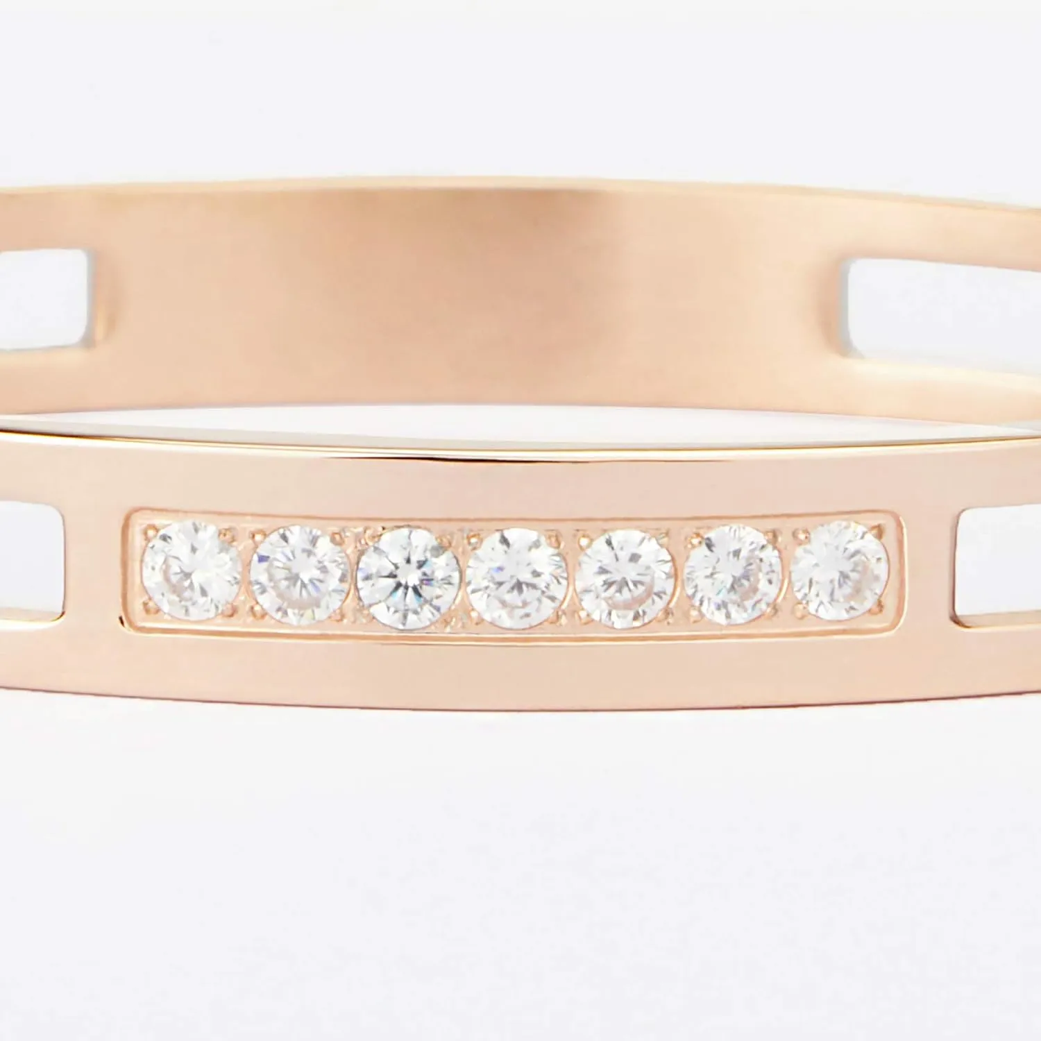 MILAKOO 6/8mm Gold/Silver Color Bangle Hollow Stainless Steel with Rhinestone Bracelets
