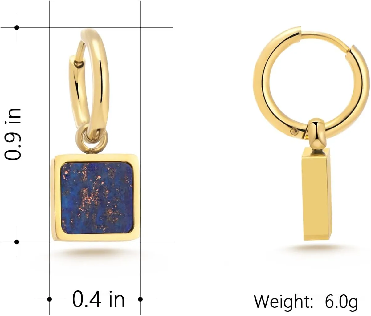 Milan Chiva 14K Gold Square Dangle Hoop Earrings for Women, Plated Small Huggie Hoops Rectangle Hypoallergenic Dainty Dangling Earrings for Women Fashion Jewelry