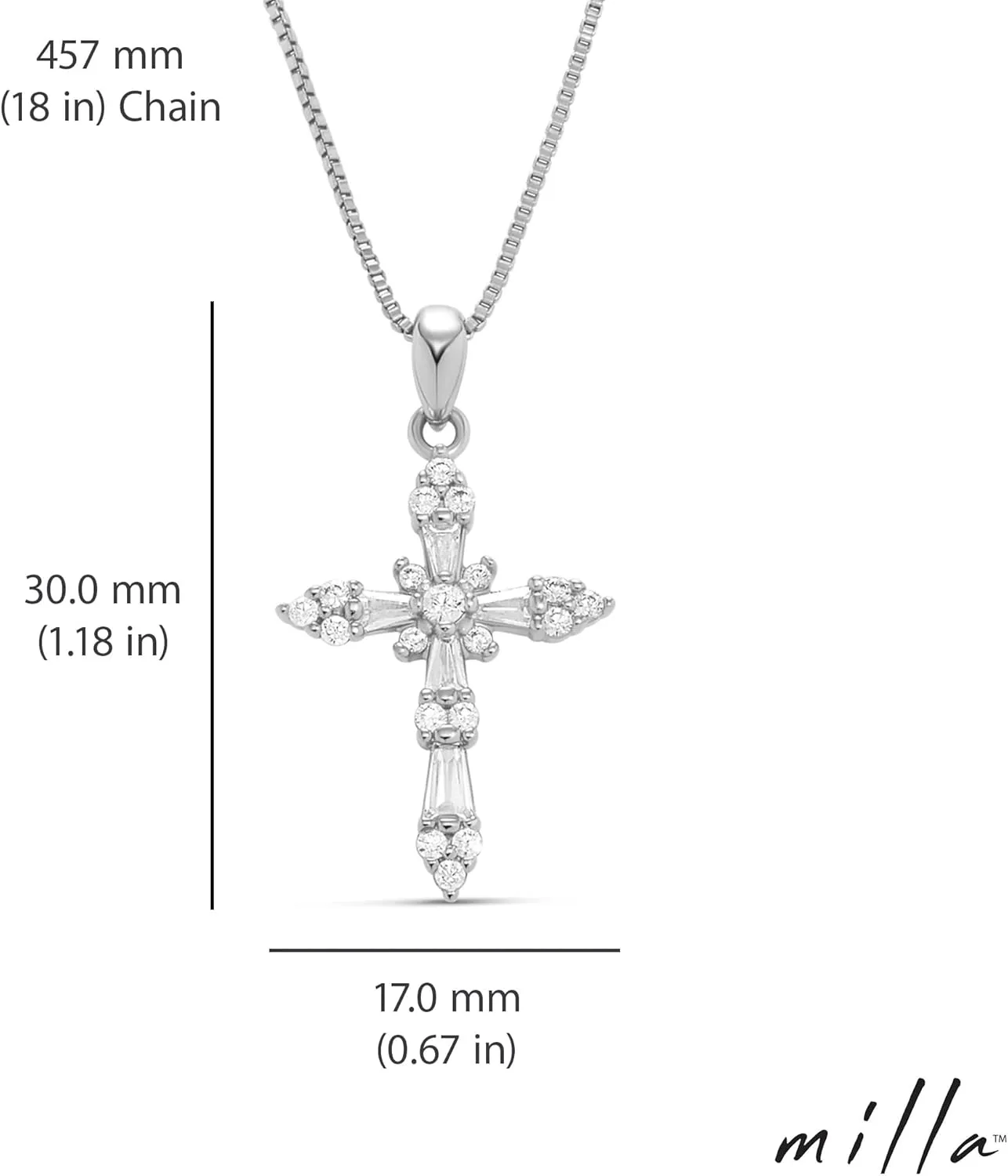 Milla 14K Gold Plated Cross Necklace for Women, Silver Cross Necklaces for Women, 18 inches Chain with Cross Pendant