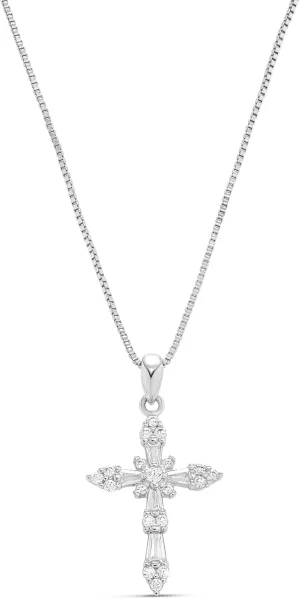 Milla 14K Gold Plated Cross Necklace for Women, Silver Cross Necklaces for Women, 18 inches Chain with Cross Pendant