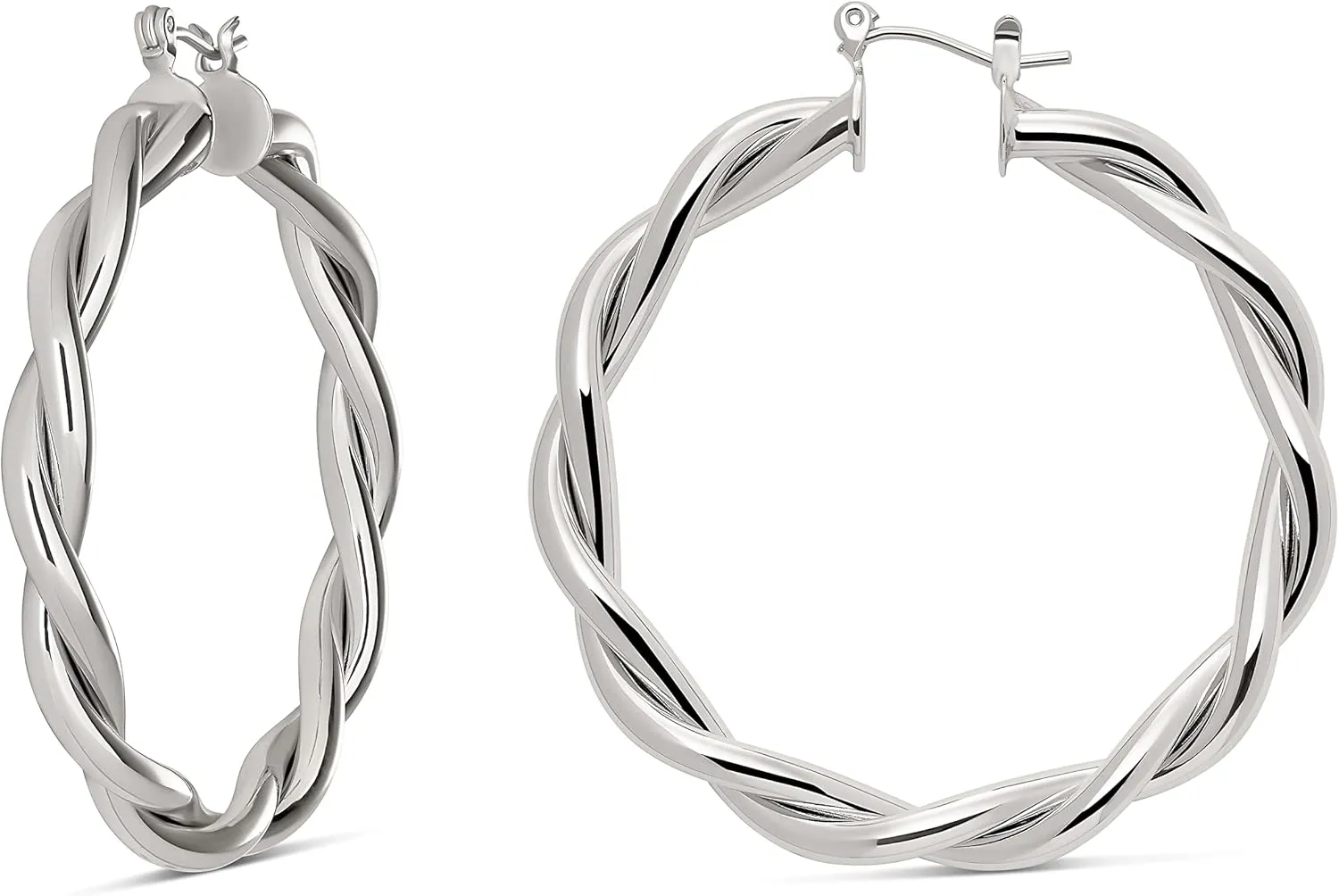 MILLA Twist Earrings - Gold Twisted Hoop Earrings & Thick Silver Hoop Earrings for Women - Big Chunky Gold Statement Earrings