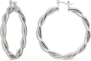 MILLA Twist Earrings - Gold Twisted Hoop Earrings & Thick Silver Hoop Earrings for Women - Big Chunky Gold Statement Earrings