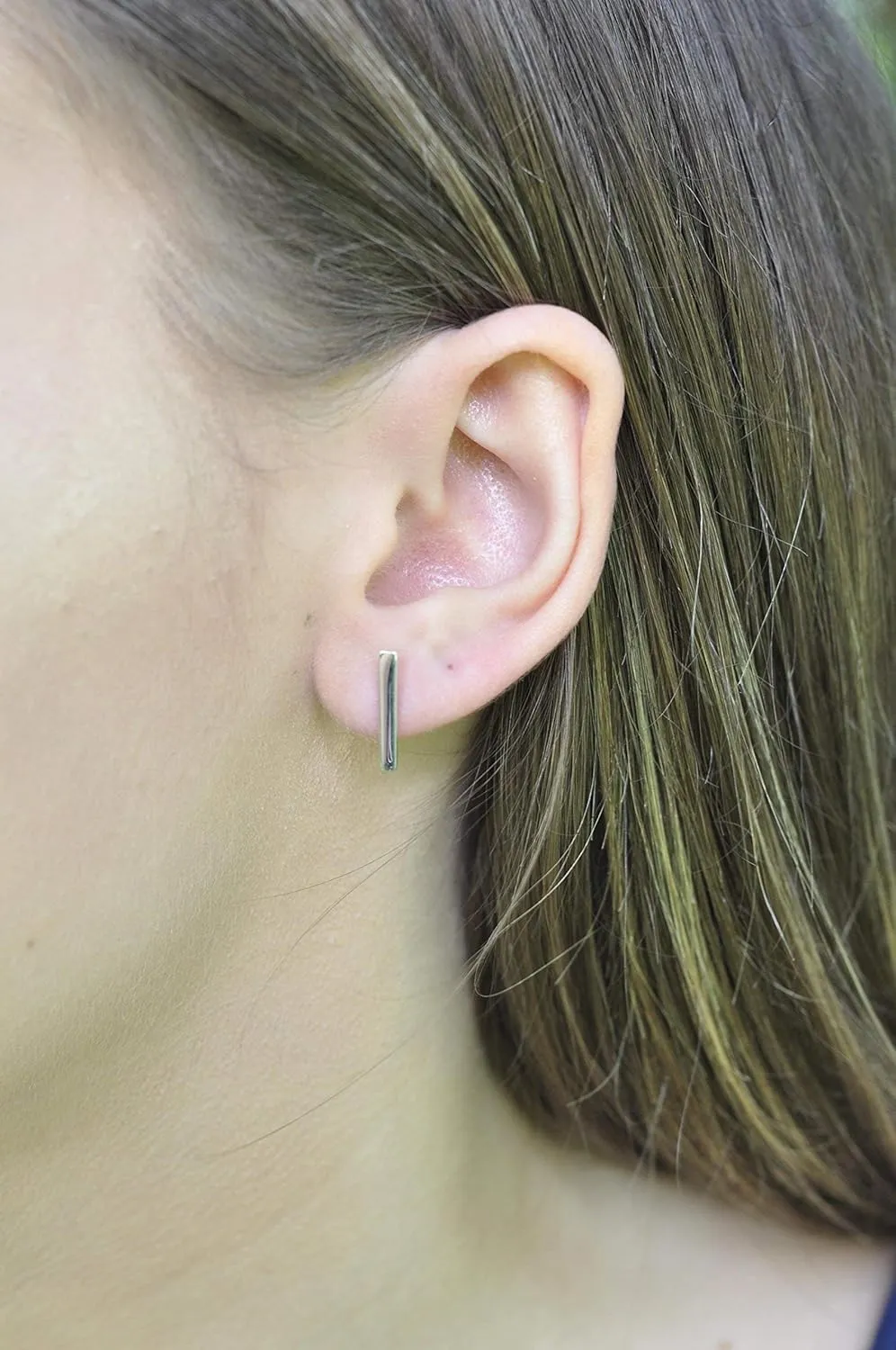 Minimalist Sterling Silver Dainty Delicate Stick Staple Stud Line Linear Bar Earrings Birthday Valentine's Mother's Day Gift - Handmade Gifts for Women (sterling-silver)