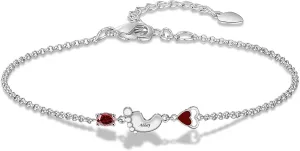 MissNaNa Personalized Birthstone Bracelets for Women 1 to 8 Birthstones & Names Custom Feet Charms Family Bracelet for Mother Mom Grandma